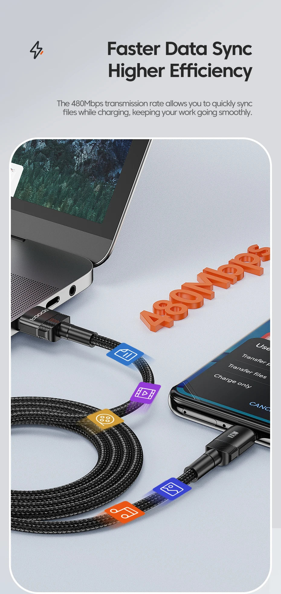 Toocki USB Type C Cable 100W Fast Charging 6A Type C Cable for Xiaomi Huawei P30 P40 Samsung POCO Realme Oneplus Data Wire