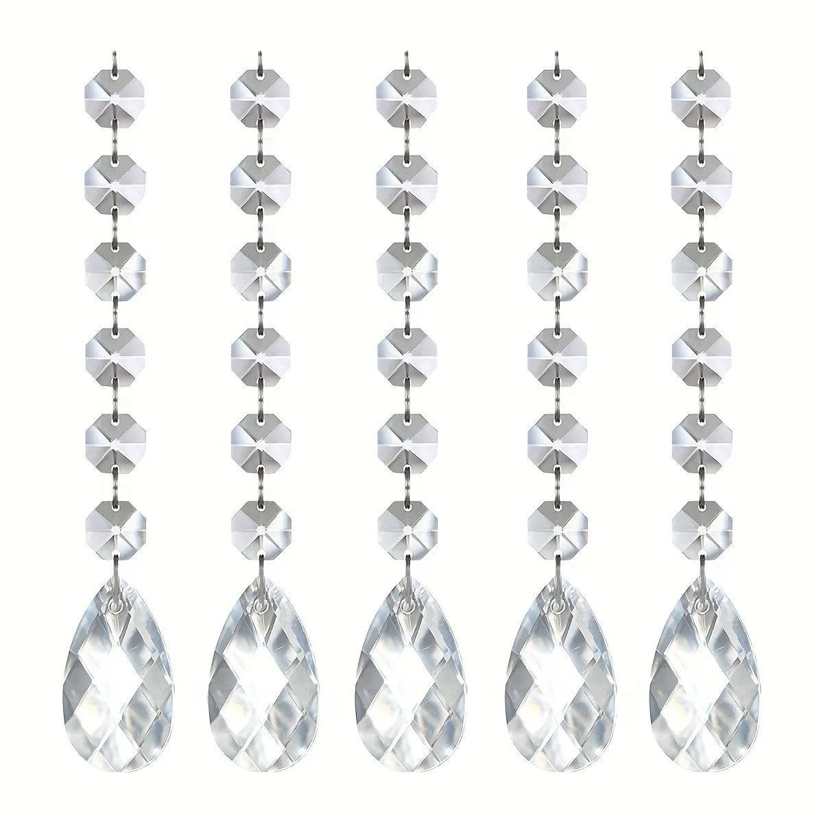 60 Strings of 17.5CM Acrylic Teardrop Crystal Pendant Transparent Garland Curtain Chandelier Pendant Wedding Party Decoration