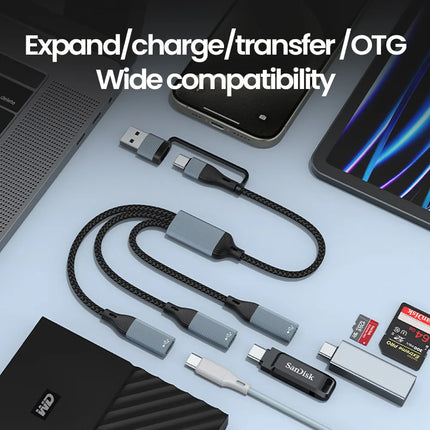 Elough Type C HUB USB Splitter Connector OTG Adapter USB/USB C to 3 Type C Splitter Data Transfer Read U Disk/Card For Laptop PC