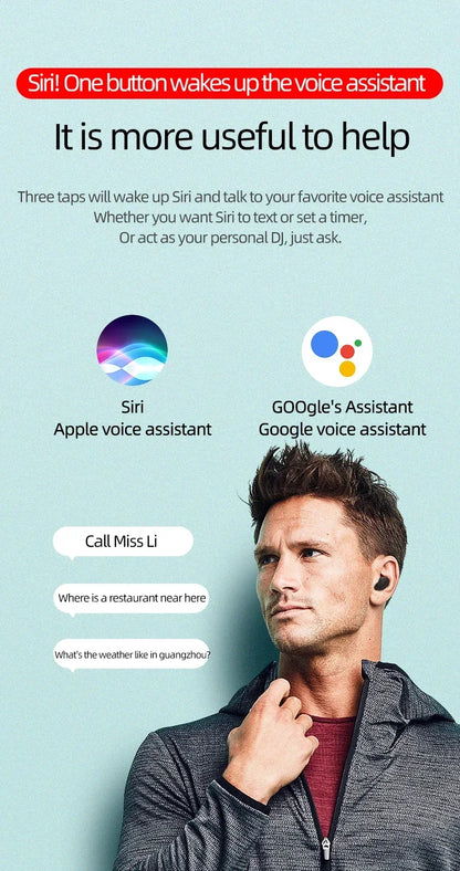 A6S TWS Bluetooth Wireless Headphones Wireless Earbuds 5.0 TWS Earphone Noise Cancelling Mic for Xiaomi iPhone Huawei Samsung