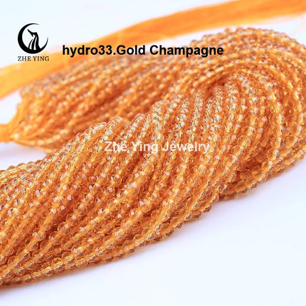 Zhe Ying 10strands/lot Tea Color Glass Beads Hydro Round Micro Faceted Crystal Loose Beads for Bracelet Necklace Accessories