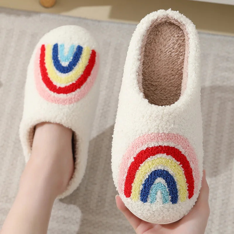 Christmas Elk Cotton Slippers For Women Men Winter Cute Cartoon Slippers Indoor Non Slip Couple Floor Slides Home Plush Shoes