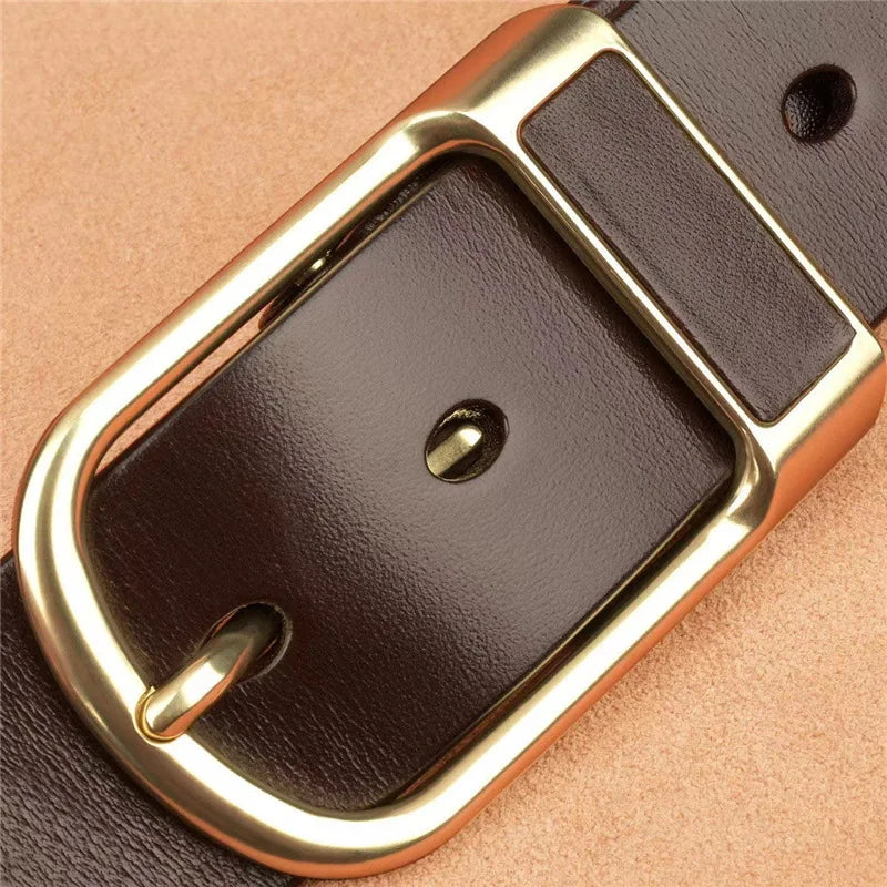 OYIFAN High quality belt for men 3.8cm pin buckle belt Men's Leather Belt Jeans Waistband Brown Leather Belt Men