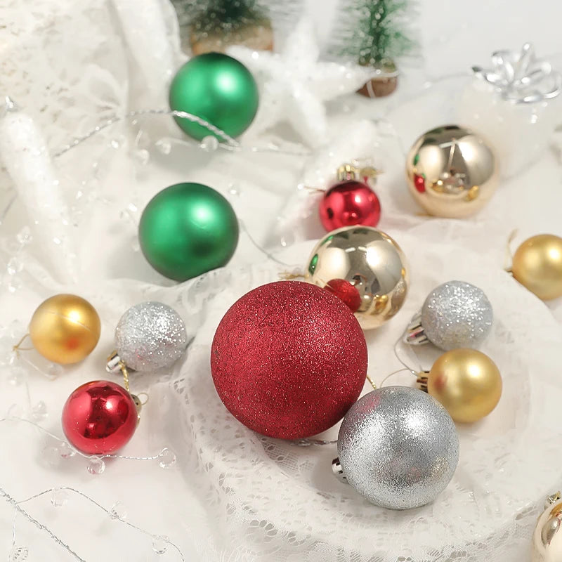 24Pcs Christmas Decoration 4-8CM Christmas Ball Xmas Tree Pendent Ornaments Home Decor Navidad New Year Party Supplies Accessory