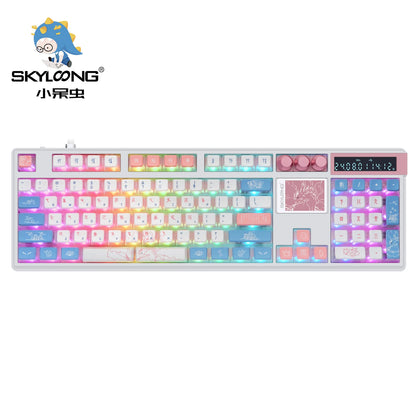 SKYLOONG GK104 Pro Full-Size 3-Mode Wireless Mechanical Keyboard with 2.0 Screen 3 Knobs Hot-Swappable Silent Switch PBT keycaps