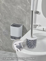 Punch-Free Wall Mounted Toilet Brush with Drainable Base Long Handle Plastic Toilet Cleaning Brush Bathroom Accessories