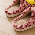 Leopard Fluffy Slippers for Home Smile Designer Platform Shoes Women 2024 Indoor Plush Sliders Warm Flats Chic Winter Footwear