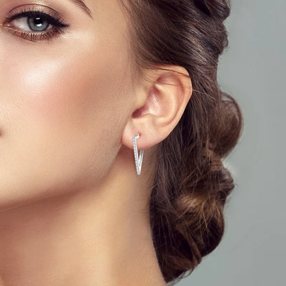 Genuine 925 Sterling Silver Love Feather Earrings Fit Original Charms Hoop  For Women girls Stud Earring Fine Jewelry Gifts