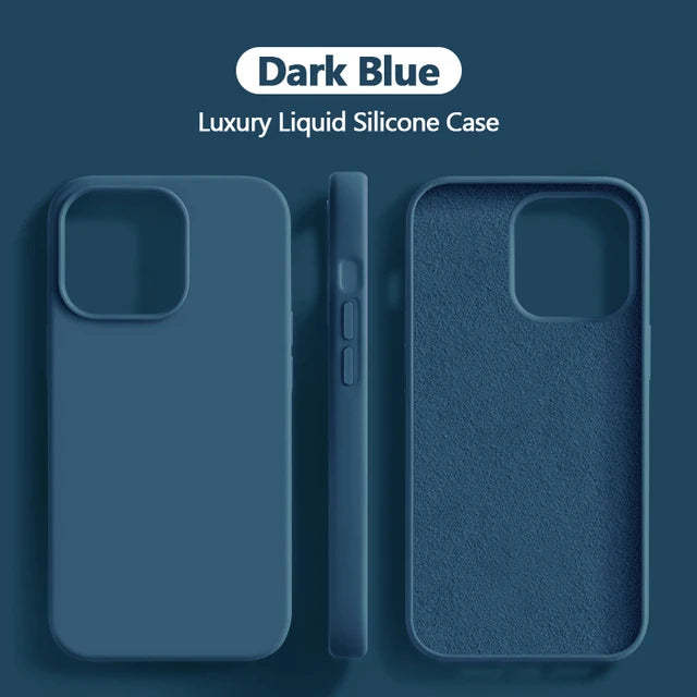 Original For iPhone 15 14 13 12 11 Pro Max Mini Case Liquid Silicone Soft Cover XR X XS 8 Plus Shockproof Protective Phone Cases