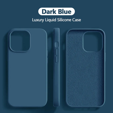 Original For iPhone 15 14 13 12 11 Pro Max Mini Case Liquid Silicone Soft Cover XR X XS 8 Plus Shockproof Protective Phone Cases