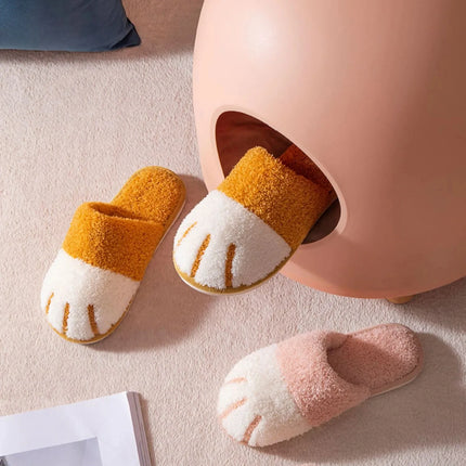 Pallene Winter Plush Slippers For Women Warm Cute Cat Paw Designer House Fur Slippers Indoor Bedroom Lovers Indoor Fluffy Shoes