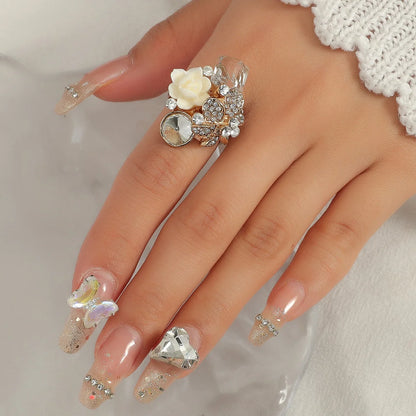 1PCS Flower Ring Cross border Jewelry Colorful Crystal Gemstone Open Ring Personalized Fashion Resin Flower Ring Ring Ring Ring
