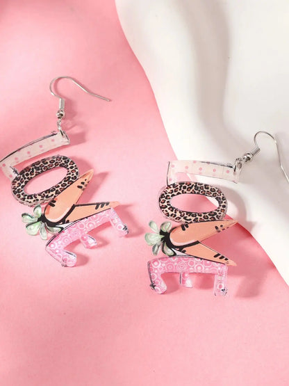 2 PCS Cute LOVE Letter Radish Easter Earrings