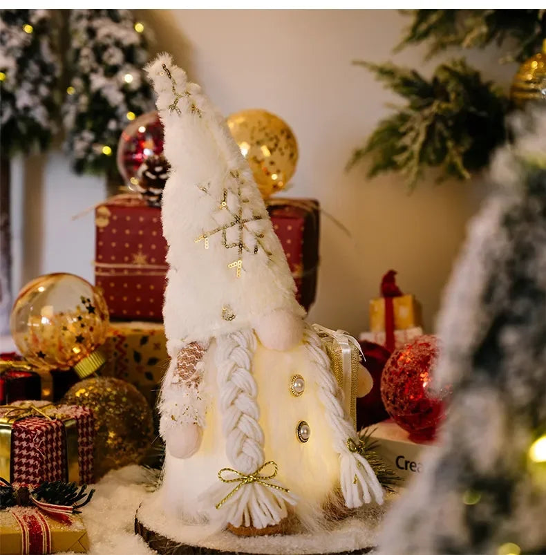 1~4pcs 2024 Christmas Doll Elf Knitted Gnome with Led Night Light Christmas Decorations for Home Xmas Navidad New Year 2025 Gift