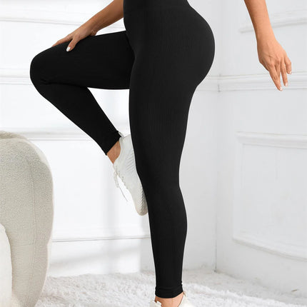 High Waisted Seamless Yoga Leggings, Ribbed Sportswear Tights, Fitness Apparel for Women, Gym and Casual Wear For Fall & Winter