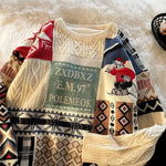 Christmas Sweater Men's Winter Loose-fit Casual Style Knitted Top Jacket American Vintage Fleece-lined Thickened Line Clothes