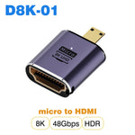 UGOURD HDMI2.1 Cable Adapter mini micro hdmi to HDMI 2.1 Converter 48Gpbs 8K60HZ 4K120HZ for HDTV Projector PS4 PS5 Laptop PC