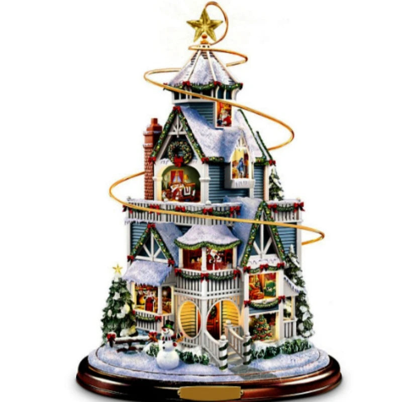 Christmas Tree Rotating Sculpture Train Decorations Paste Window  Stickers