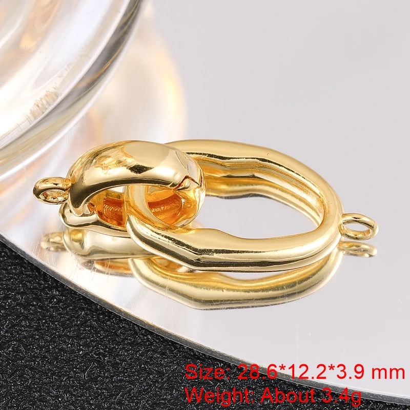 Juya Handmade 18K Gold Silver Plated Fastener Bail Connector Clasps Accessories For Needlework Pearls Beads Jewelry Making