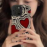 Fashion Romantic Love Hearts Phone Case For iPhone 13 16 14 15 Pro Max Plus 11 12 Mini XS X XR Soft Silicone Stripes Back Cover