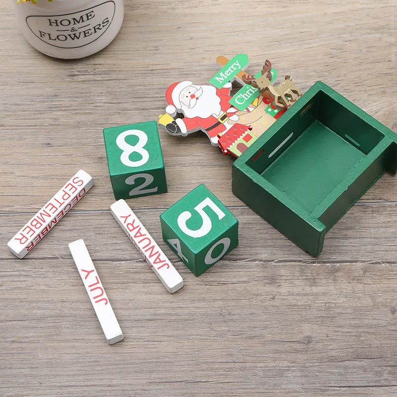 Desktop Christmas Tree Santa DIY Decoration Wooden Christmas Calendar Christmas Decoration 2024 New Year Party Gift