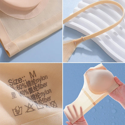 Ultra-thin Ice Silk Padded Bra Seamless Underwear Women's Thin Section  Sling Beautiful Back Vest Tops Big Chest Small Sleep Bra