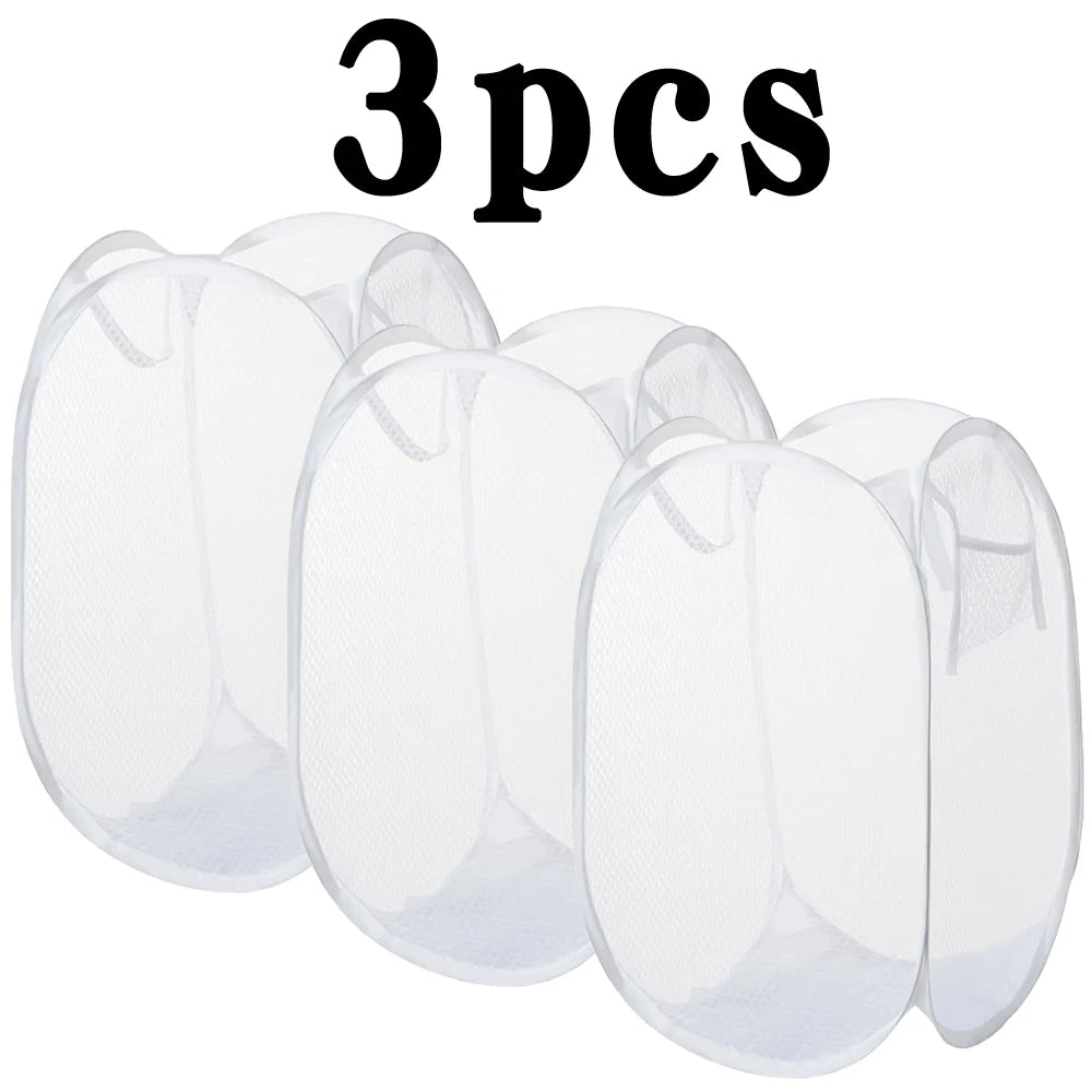 1/3Pcs Dirty Clothes Basket Skeleton Ventilated Foldable Easy Storage Portable Large Capacity Clothes Basket