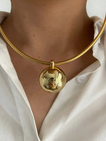 Peri'sbox Simple Imitation Pearl Globular Pendant Necklace for Women Stainless Steel Gold Plated Non-fade Hip-Hop Trendy Jewelry