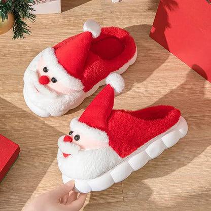 Winter Warm Slipper Christmas Fashion Snow Cold Warm Home Cotton Slippers Women Girls Shoes Cute Santa Claus Footwear