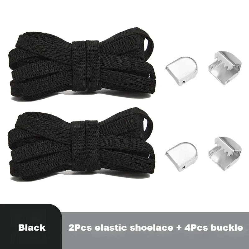 Flat Elastic Shoe Laces Sneakers No Tie Shoelaces for Shoes Tennis Quick Shoelace Clips Without Ties Shoe Accessories Kids Adult