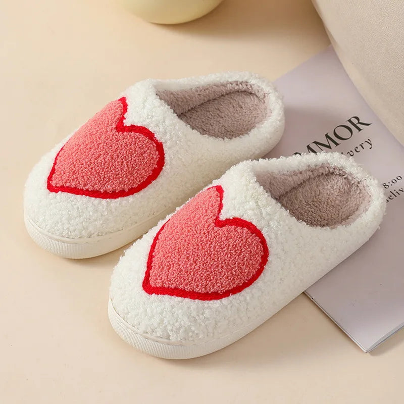 Christmas Elk Cotton Slippers For Women Men Winter Cute Cartoon Slippers Indoor Non Slip Couple Floor Slides Home Plush Shoes