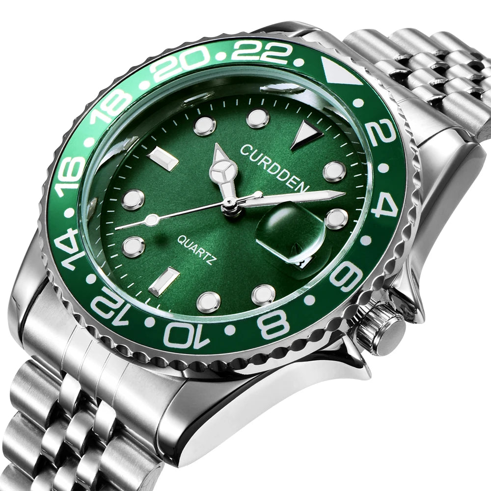 Original Design CURDDEN Brand Watches For Men Fashion Full Stainless Steel Golden Date Quartz Watch 시계 Erkek Kol Satleri Relogio