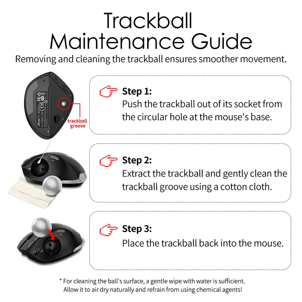 Wireless Bluetooth Trackball Mouse 2.4G RGB Ergonomic Rechargeable Rollerball Mice 3 Device Connection Thumb Control for PC iPad
