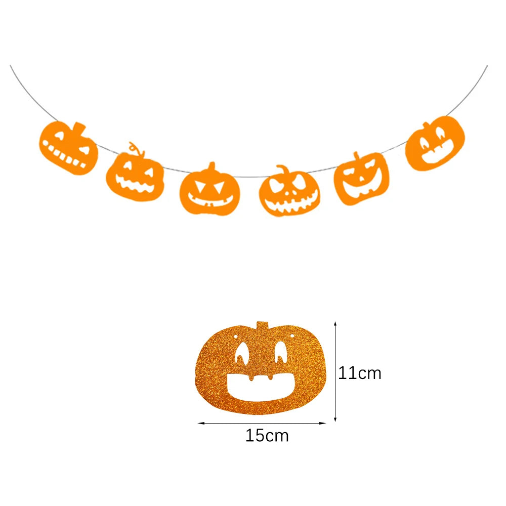 Halloween Hanging Banner Garland Bunting Pumkin Ghost Bat Paper Banner Door Hanging Ornaments Halloween Xmas Party Decoration
