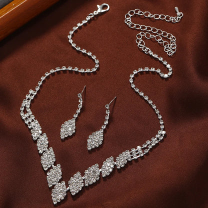 3pcsLuxury clavicle chain, high sense of temperament, bridal diamond-encrusted banquet set chain ornaments