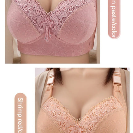 New Large Size Sexy Luxury Lace Non-steel Ring WOMEN'S Bra Push up Comfortable Four Rows of Buckle Thin Section Ladies Underwear