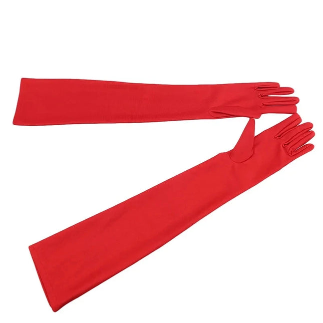 Long Satin Gloves for Women, Mittens, Monochromatic, Women's Fashion, Evening and Prom Costume, Autumn and Winter