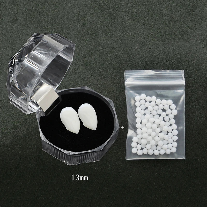 1 Pairs Halloween Vampire Teeth Fangs Dentures Props Party Costume DIY Cosplay Props False Teeth Resin Fangs with Solid Glue