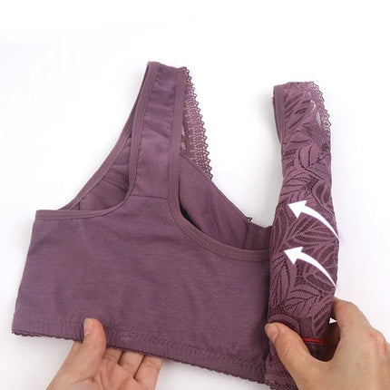 Soft cotton cups before the zipper in the elderly underwear breathable women without steel ring tank top lace large size bra
