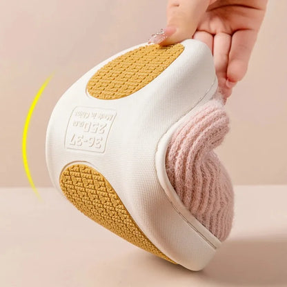 House Fuzzy Slipper Women Striped Winter Warm Fur Plush Non Slip Grip Indoor Lazy Soft Female Thermal Home Shoe Flat Male Men