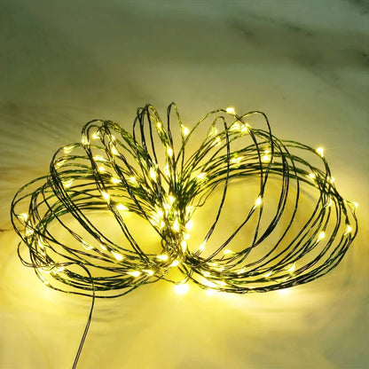 200m Christmas Green Cable LED String Fairy Lights Garland Outdoor Waterproof Decoration Lamp For Party Halloween Garden House