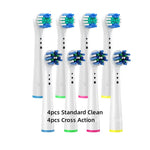 4/8PCS Replacement Brush Heads for Oral B Electric Toothbrushes Floss Cross Action 3D Pro White Precision Standard Daily Clean
