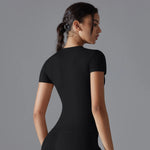 Women Running Sports T Shirt Summer Short Sleeve Round Neck Breathable Stretchy GYM Yoga Slim Fitness Active Top Tee