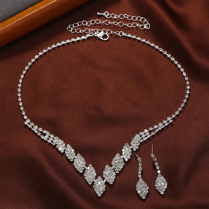 3pcsLuxury clavicle chain, high sense of temperament, bridal diamond-encrusted banquet set chain ornaments