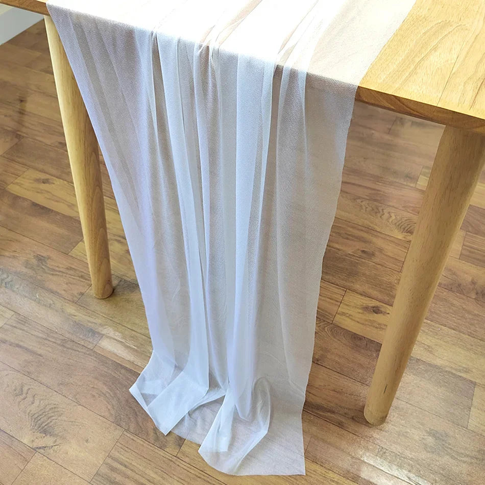 Chiffon Table Runner Sheer Fabric Silk for Boho Sheer Fabric Wedding Arch Overlay Draping Decoration Birthday Party Table Decor