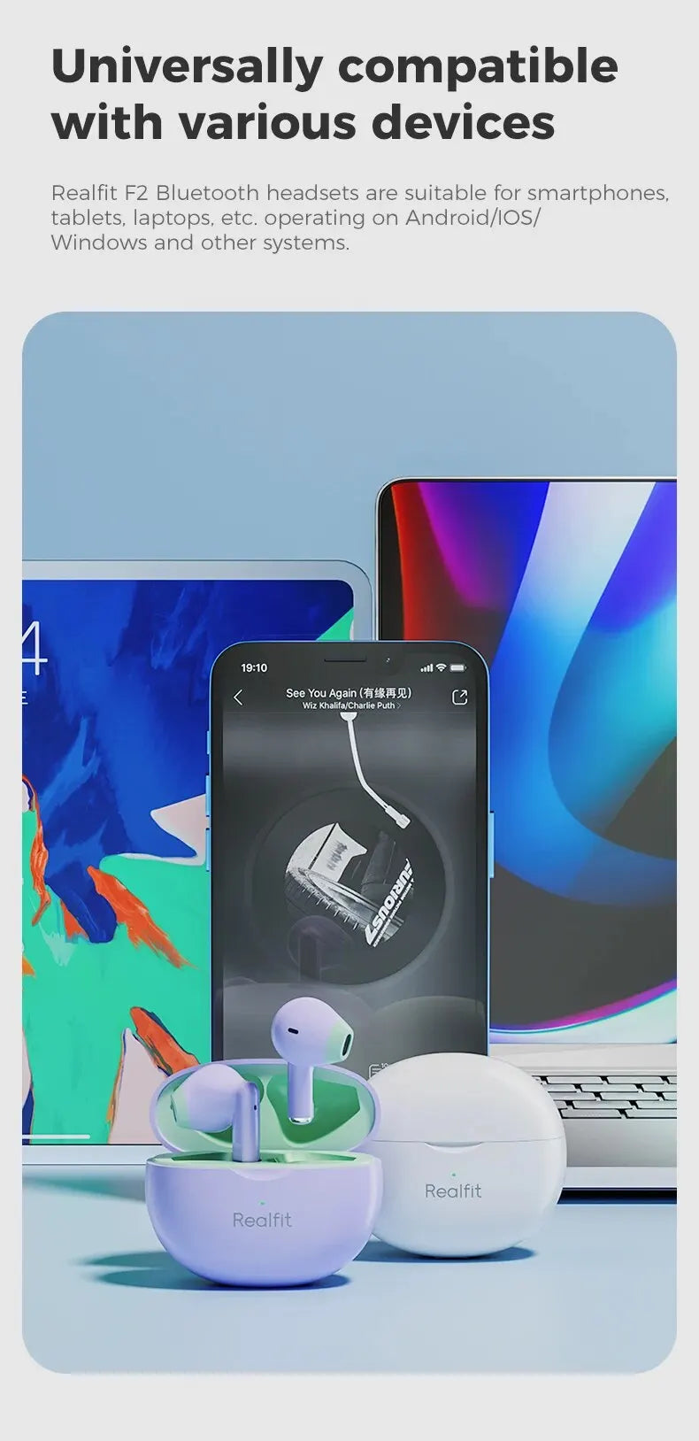 Realfit F2 Bluetooth Earphone Excellent HIFI Quality TWS Wireless Earbuds Wholesale for realme xiaomi