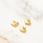 4pcs/lot 14K 18K Gold Plated Heart Charm with Jump Ring Necklace Making Supplies Solid Love Pendant For DIY Jewelry Accessories