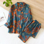 2024 Japanese Spring and Autumn New Women's Pajama Set 100% Cotton Vintage Long sleeved Pants Two Piece Set for Home Furnishings