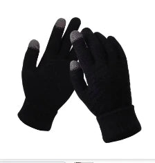 Women Men Warm Winter Touch Screen Gloves Stretch Classical Knit Mittens Wool Full Finger Outdoor Cycling Driving Glove