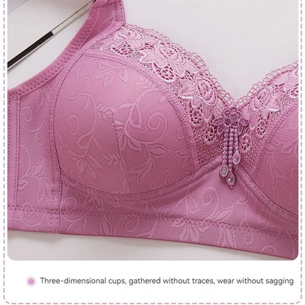 New Large Size Sexy Luxury Lace Non-steel Ring WOMEN'S Bra Push up Comfortable Four Rows of Buckle Thin Section Ladies Underwear